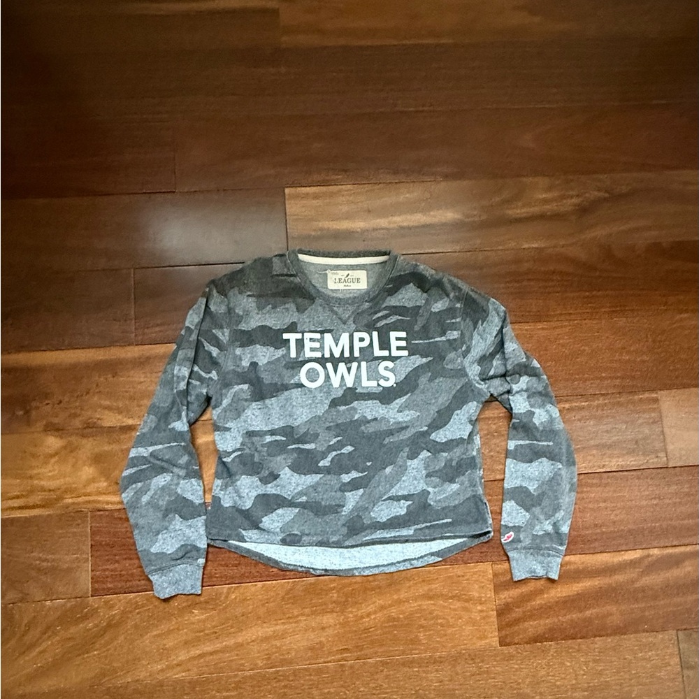 Temple University, League Gray Camo Temple Owls crew neck